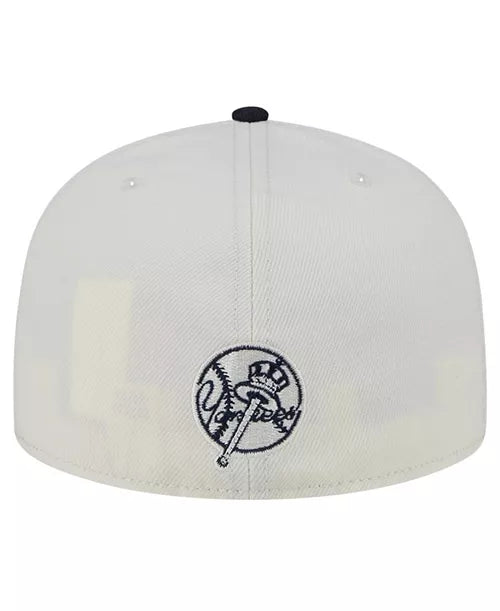 New Era Men's Cream/Navy New York Yankees Lonestar 59FIFTY Fitted Hat - bamn.