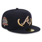 New Era Navy Atlanta Braves Gold Leaf 59FIFTY Fitted Hat - bamn.