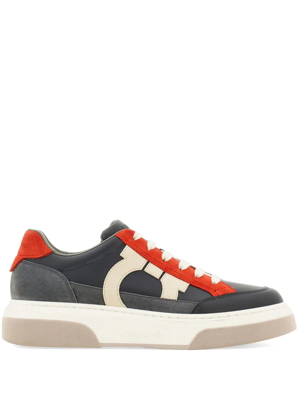 Ferragamo 'cassina' Red/Black Leather Blend Sneakers - bamn.