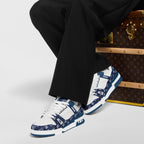 LOUIS VUITTON LV TRAINER WHITE BLUE FULLY BOXED - bamn.
