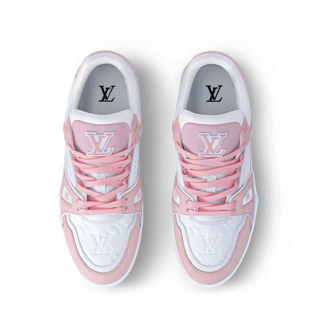 LOUIS VUITTON LV TRAINER WHITE PINK FULLY BOXED - bamn.