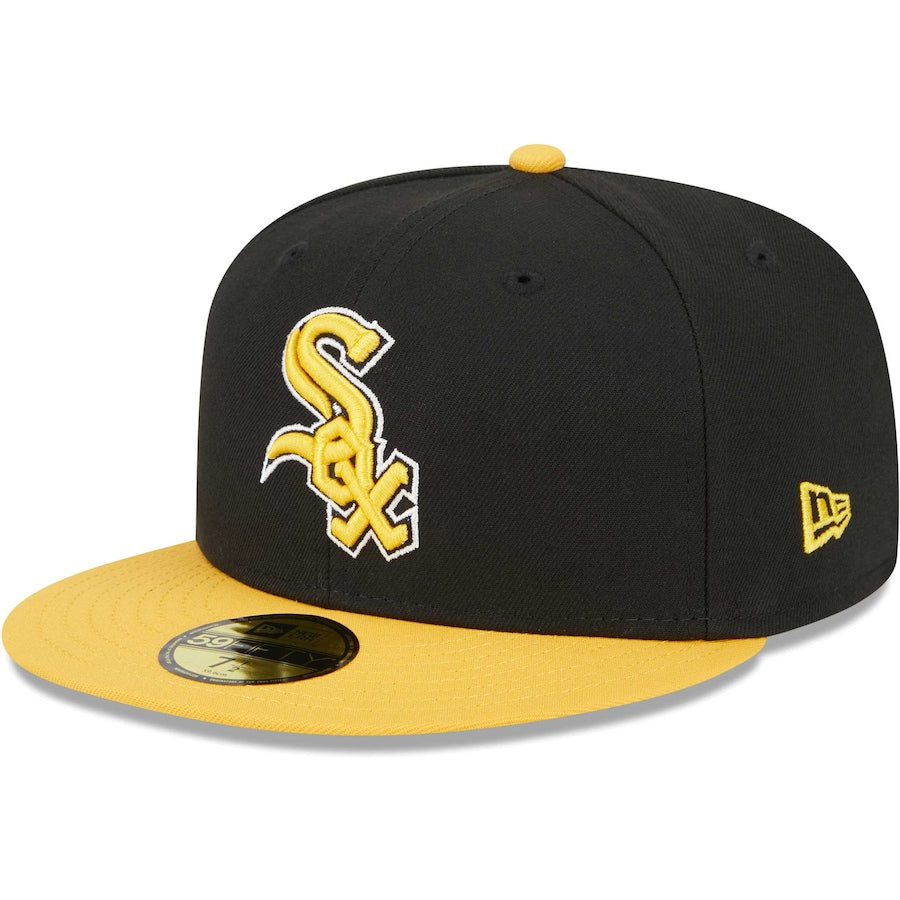 Men's Chicago White Sox New Era Black/Gold 59FIFTY Fitted Hat - bamn.