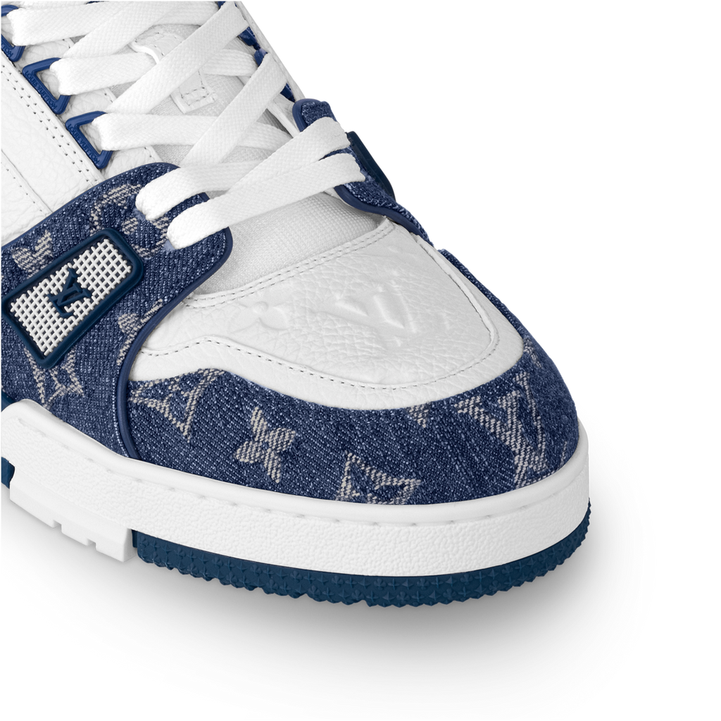 LOUIS VUITTON LV TRAINER WHITE BLUE FULLY BOXED - bamn.