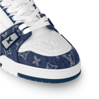 LOUIS VUITTON LV TRAINER WHITE BLUE FULLY BOXED - bamn.