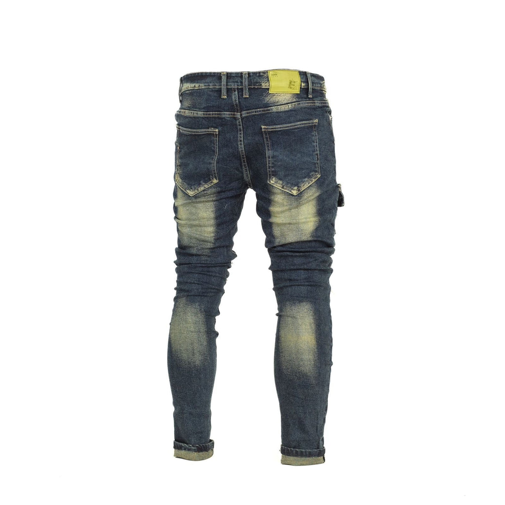 Slim-Fit Distressed Cargo Jeans - bamn.
