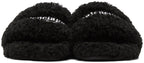 BALENCIAGA BLACK FURRY SLIDE SANDALS - bamn.