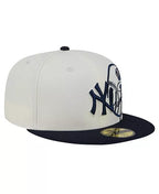 New Era Men's Cream/Navy New York Yankees Lonestar 59FIFTY Fitted Hat - bamn.