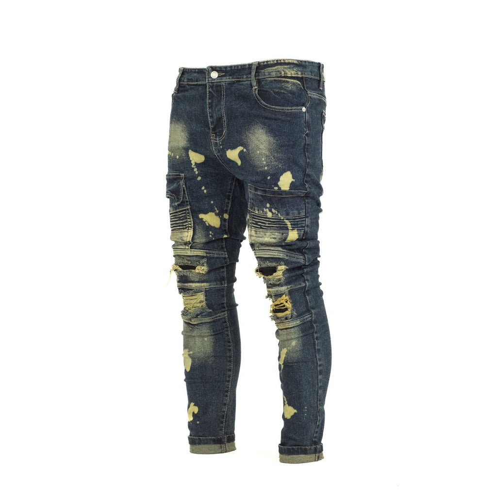 Slim-Fit Distressed Cargo Jeans - bamn.