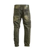 Men's Distressed Dirty Green Ripped Jeans - bamn.