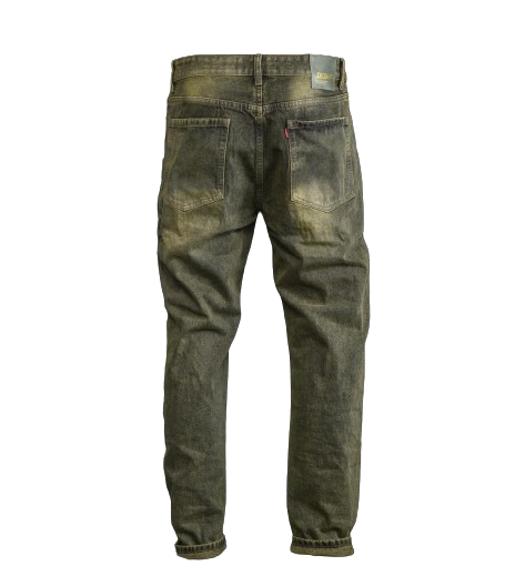 Men's Distressed Dirty Green Ripped Jeans - bamn.