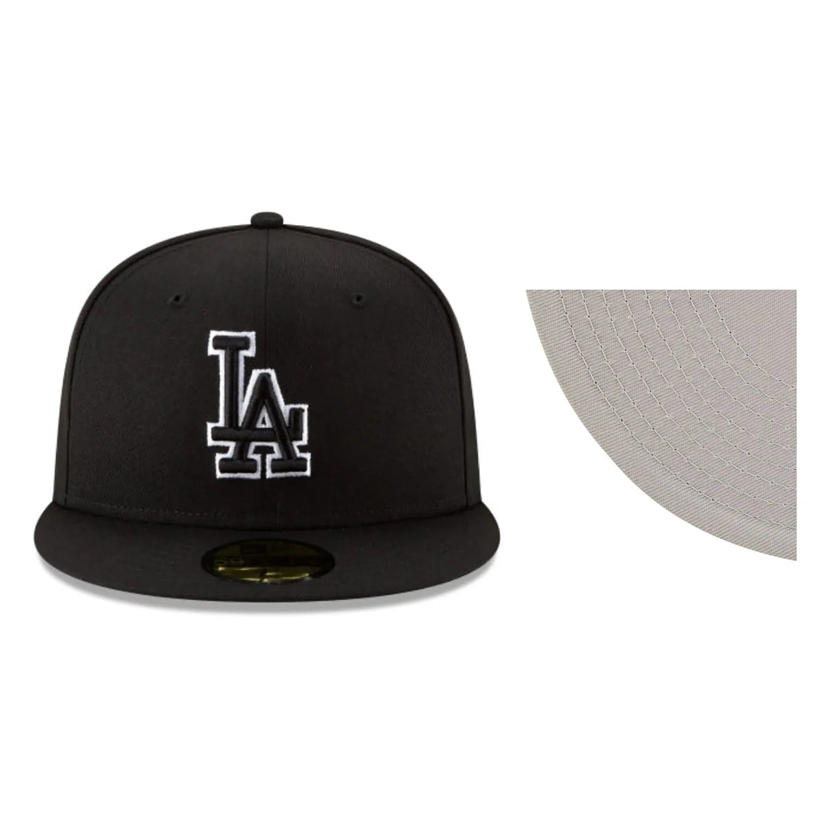 New Era Los Angeles LA Dodgers Basic Black Outline 59FIFTY Fitted Hat MLB Cap - bamn.