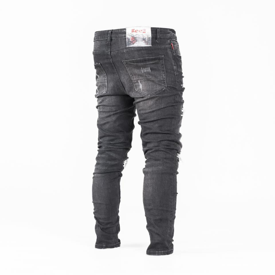 Black Men's Distressed Skinny Jeans - bamn.