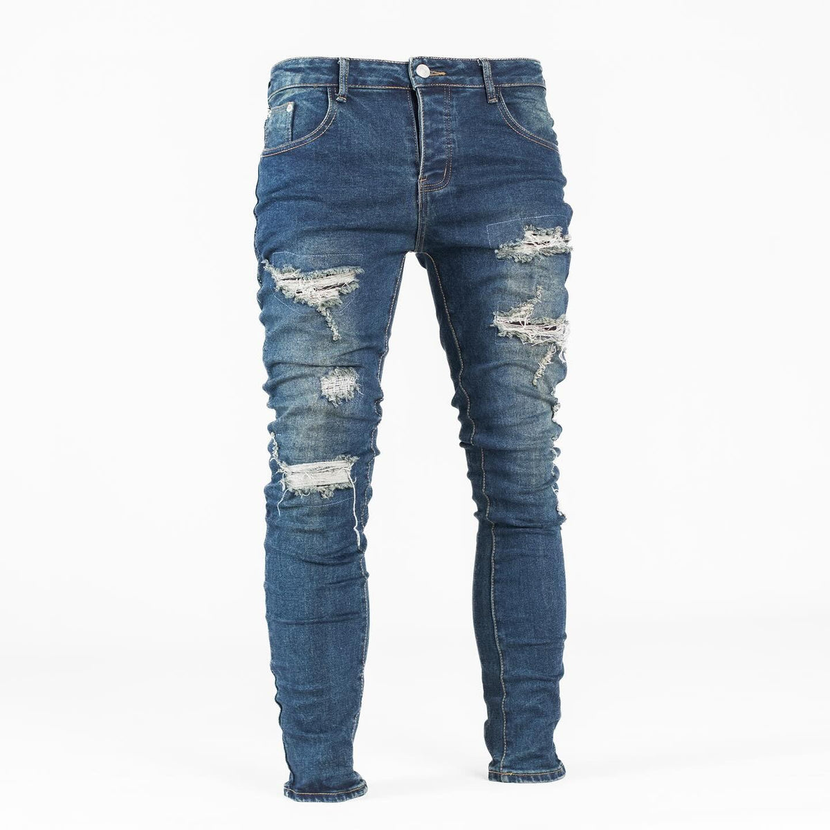 Men's Ripped Skinny Denim Jeans - bamn.