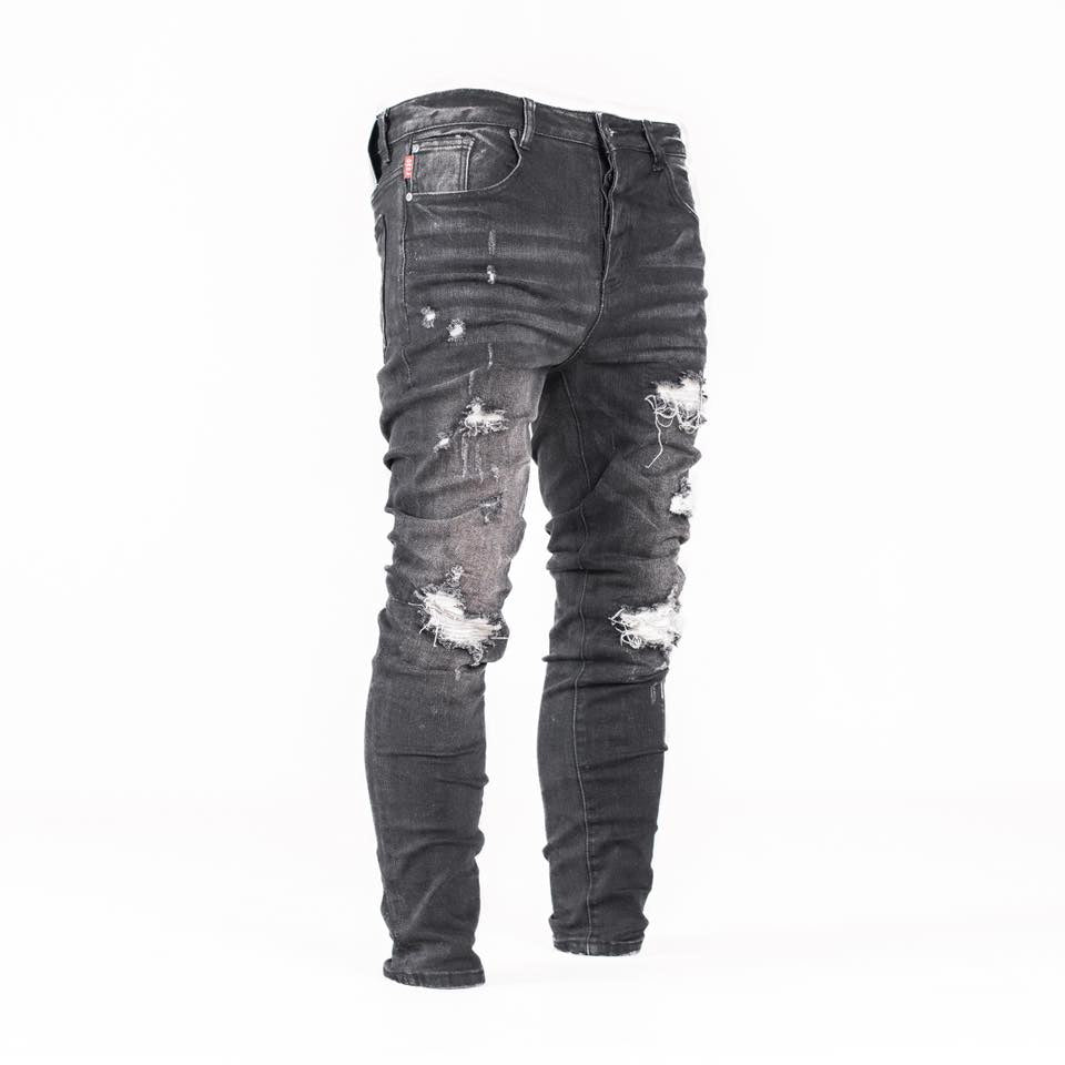 Black Men's Distressed Skinny Jeans - bamn.