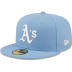 Mens New Era Sky Blue Oakland Athletics Logo White 59FIFTY Fitted Hat - bamn.