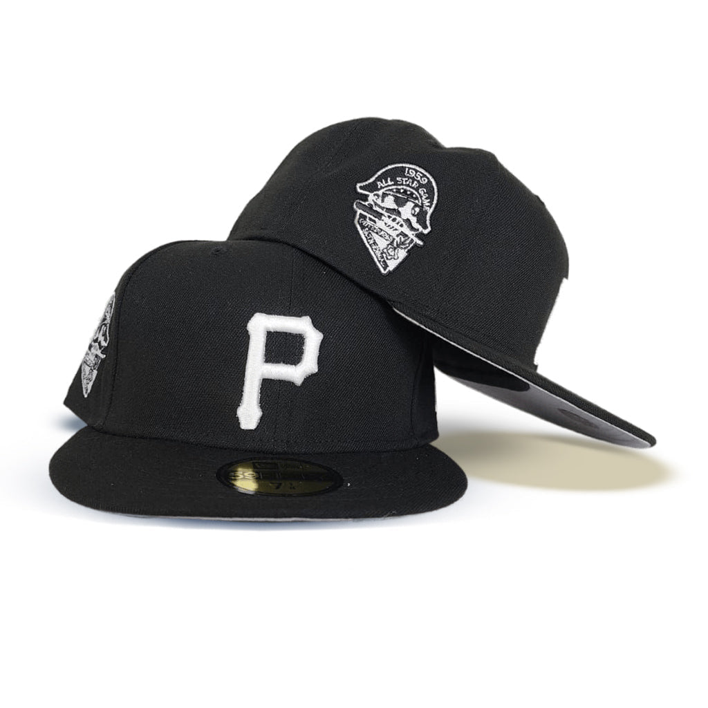 Black Pittsburgh Pirates Gray Bottom 1959 All Star Game Side Patch New Era 59Fifty Fitted - bamn.