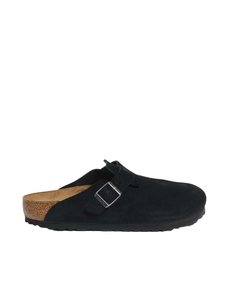 BIRKENSTOCK BOSTON SUEDE BLACK CLOG - bamn.