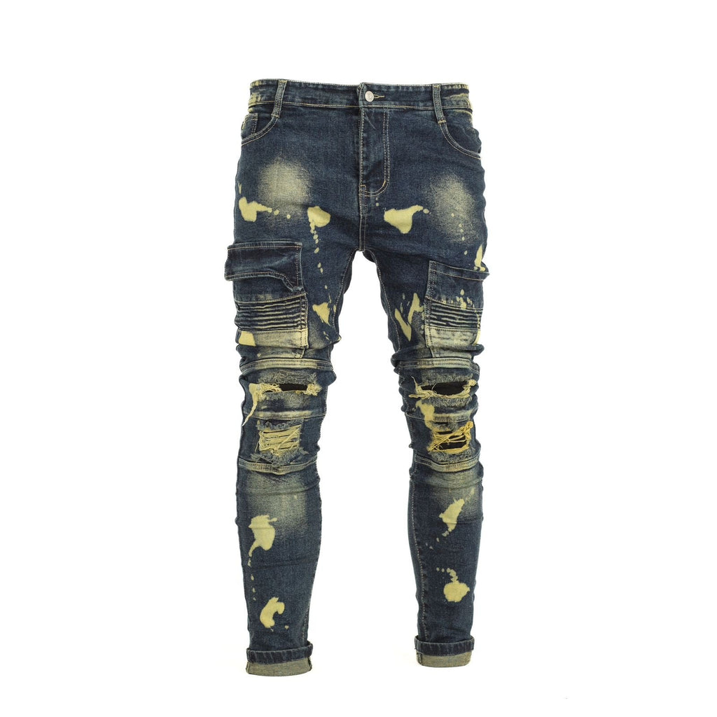 Slim-Fit Distressed Cargo Jeans - bamn.