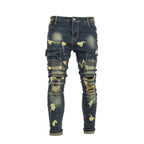 Slim-Fit Distressed Cargo Jeans - bamn.