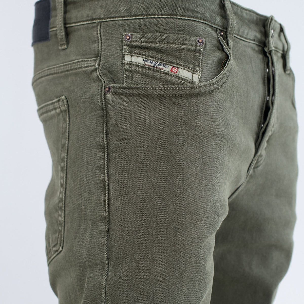 Men’s Olive Green Slim Fit Jeans - bamn.