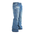 Men's Washed Blue Wide Fit Denim Pants - bamn.