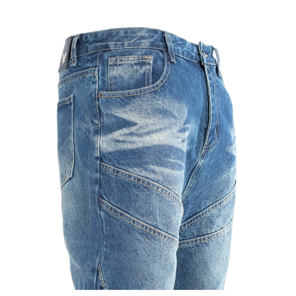 Men's Washed Blue Wide Fit Denim Pants - bamn.
