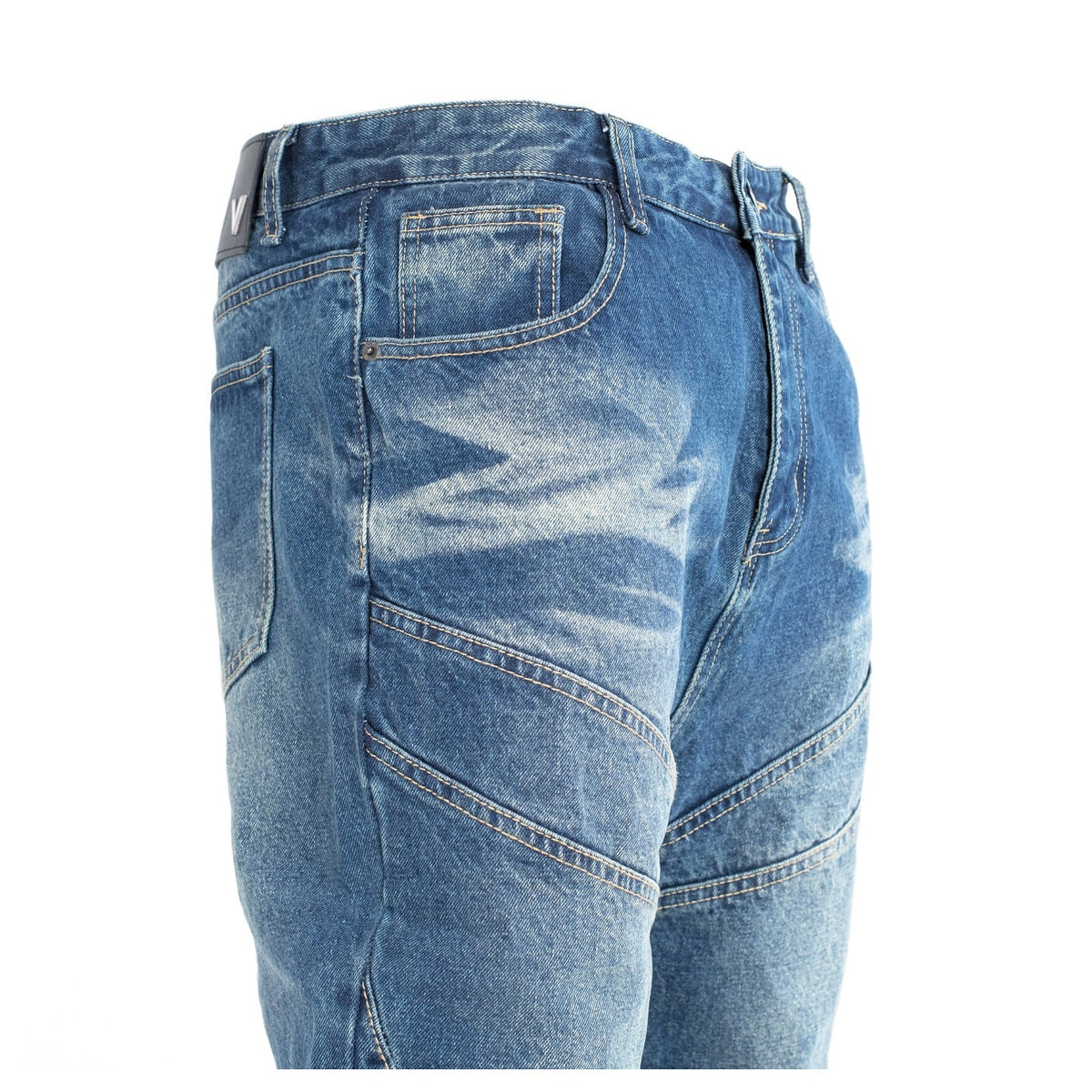 Men's Washed Blue Wide Fit Denim Pants - bamn.