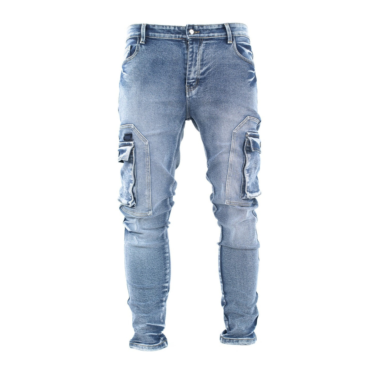 Men’s Light Wash Cargo Jeans - bamn.