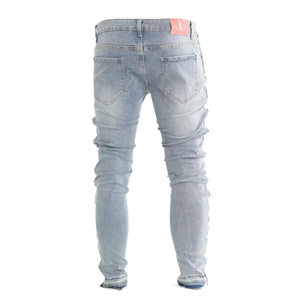 Men's Distressed Ice-Blue Skinny Denim - bamn.