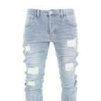 Men's Distressed Ice-Blue Skinny Denim - bamn.