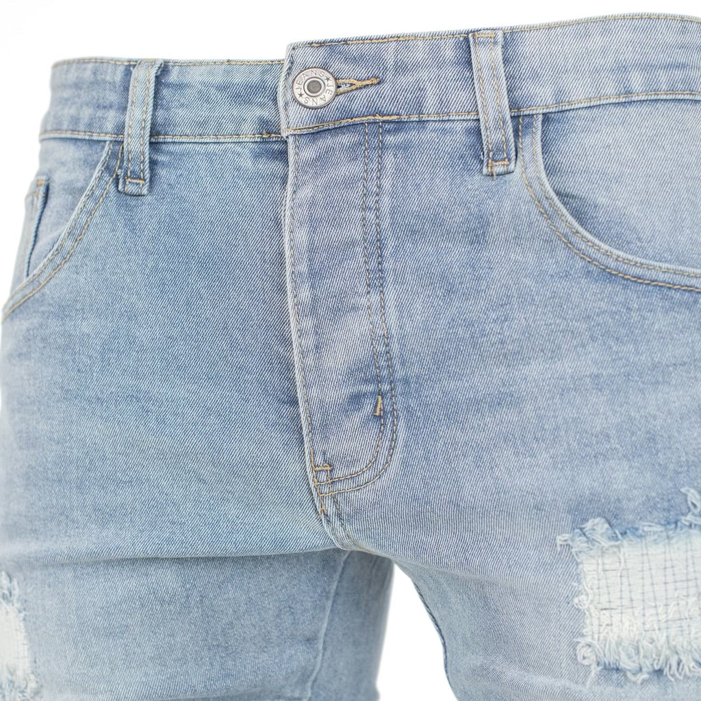 Men's Distressed Ice-Blue Skinny Denim - bamn.