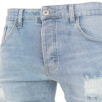 Men's Distressed Ice-Blue Skinny Denim - bamn.