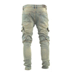 Light Wash Cargo Denim Jeans - bamn.