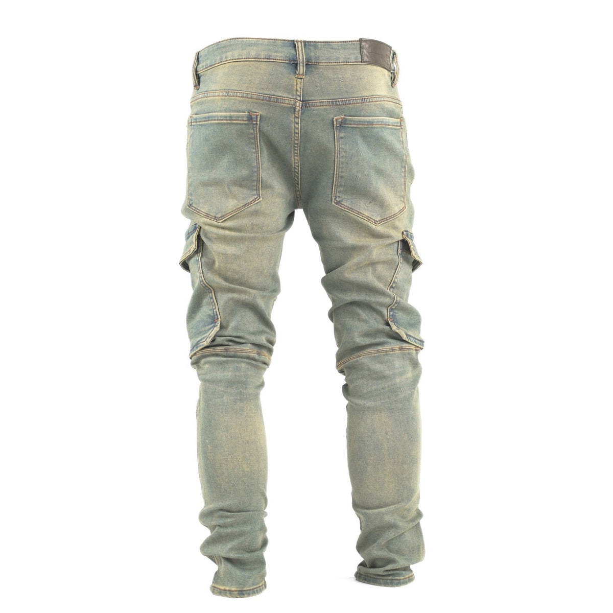 Light Wash Cargo Denim Jeans - bamn.