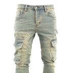 Light Wash Cargo Denim Jeans - bamn.