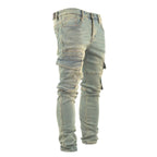 Light Wash Cargo Denim Jeans - bamn.
