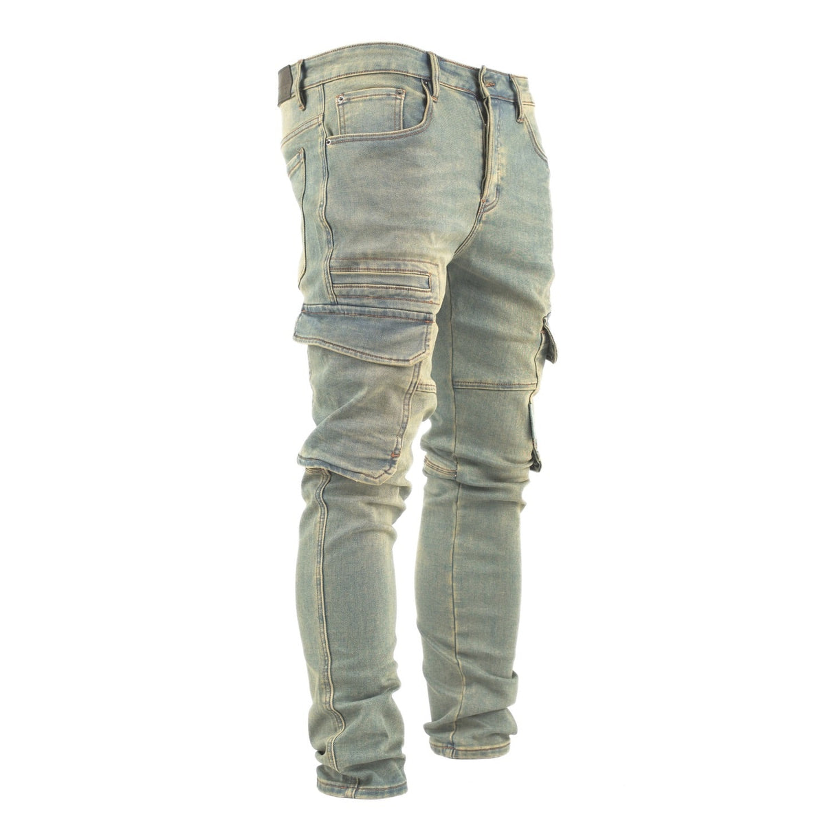 Light Wash Cargo Denim Jeans - bamn.