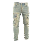 Light Wash Cargo Denim Jeans - bamn.