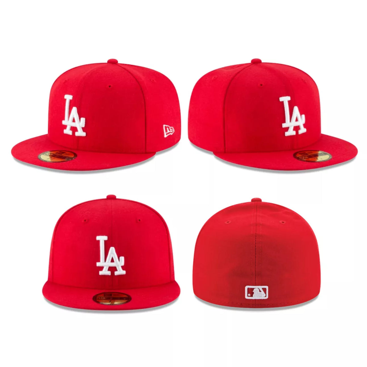 New Era Los Angeles LA Dodgers Basic RED 59FIFTY Fitted Hat MLB Cap - bamn.