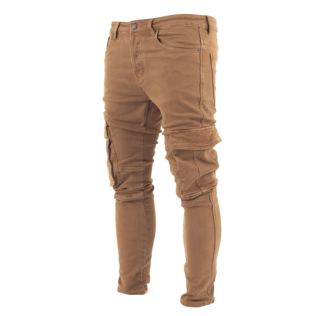 Men's Camel Slim Cargo Pants - bamn.