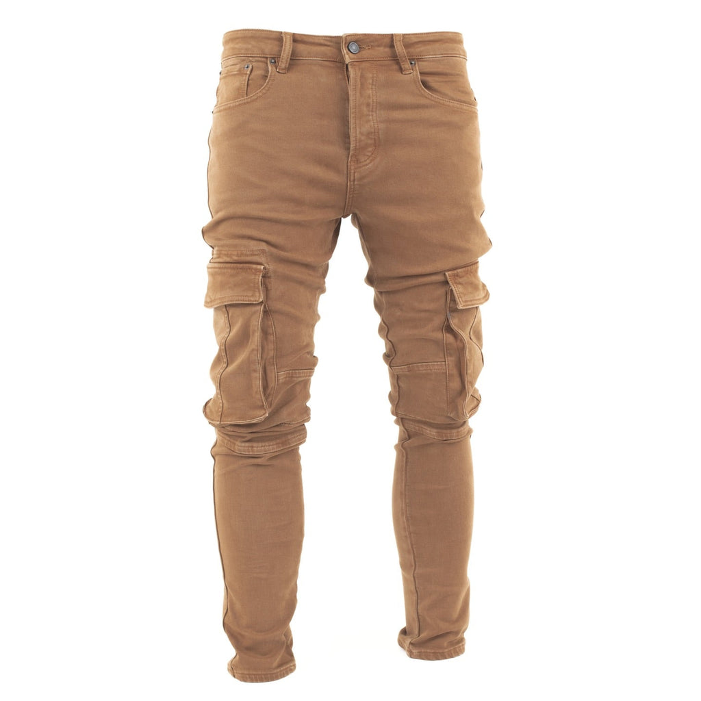 Men's Camel Slim Cargo Pants - bamn.