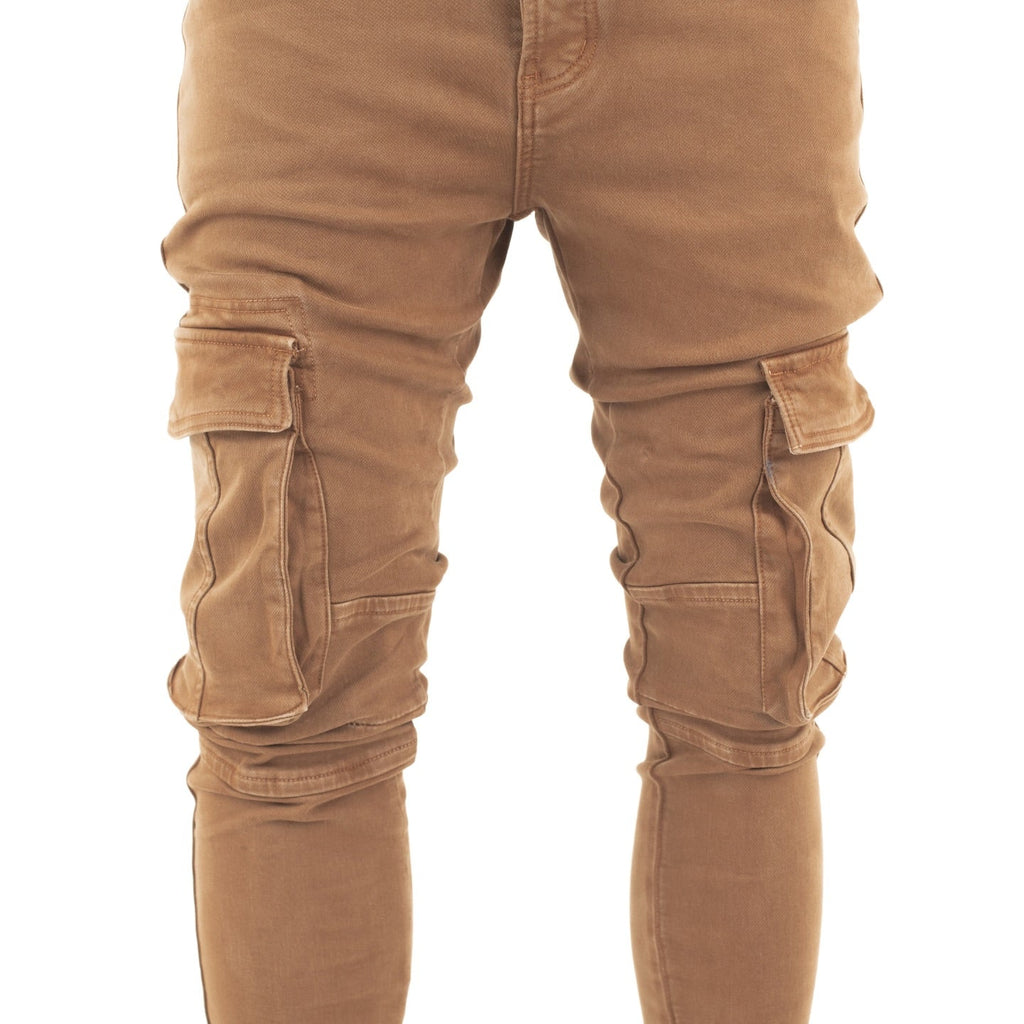 Men's Camel Slim Cargo Pants - bamn.