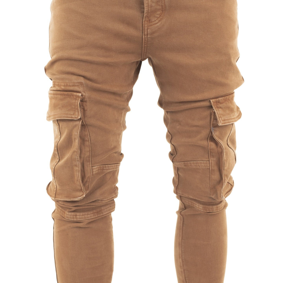 Men's Camel Slim Cargo Pants - bamn.