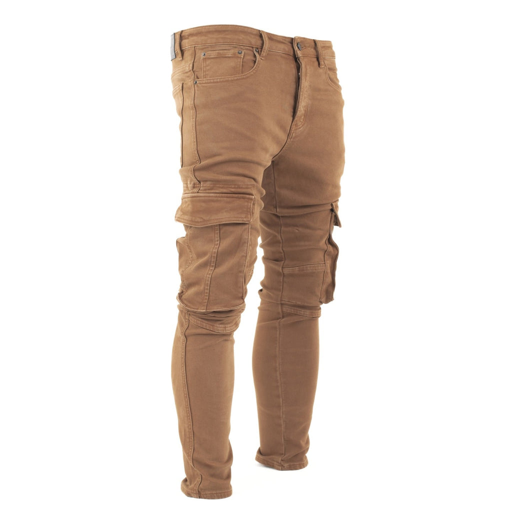 Men's Camel Slim Cargo Pants - bamn.