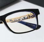 Chrome heart glasses - black  & gold badges NOT BOXED - bamn.