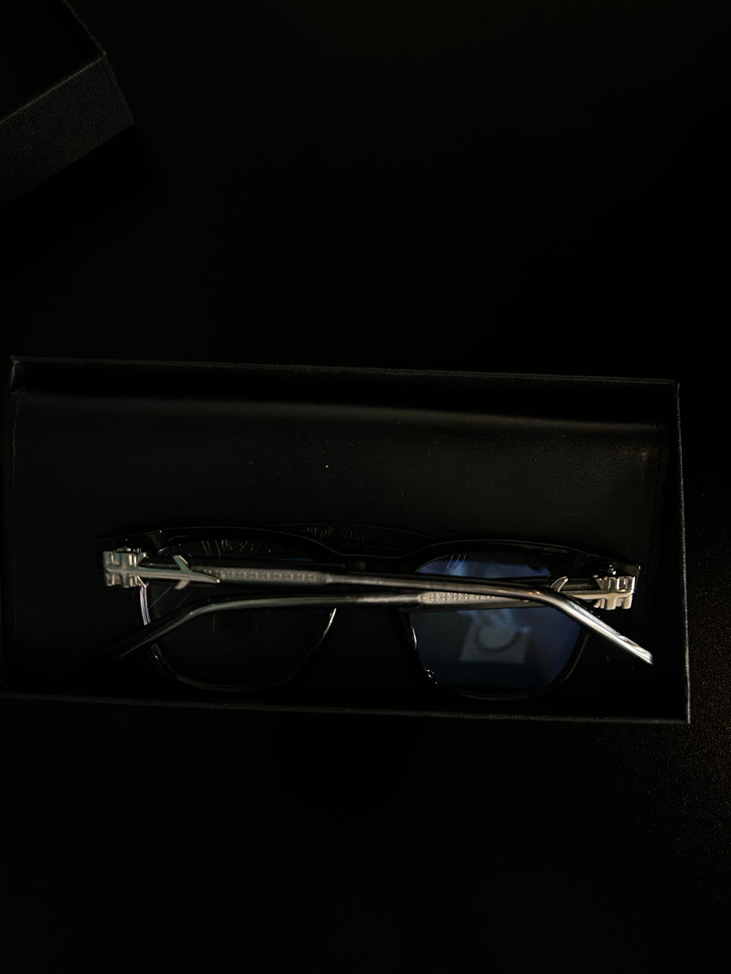 Chrome heart glasses - black & silver badges - bamn.