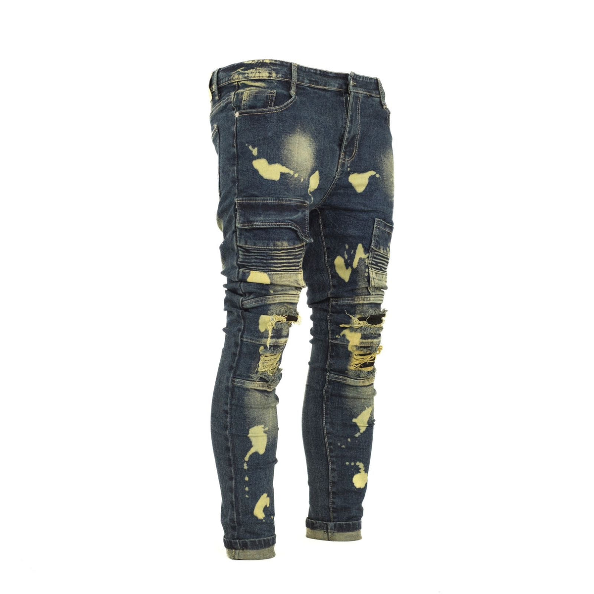 Slim-Fit Distressed Cargo Jeans - bamn.