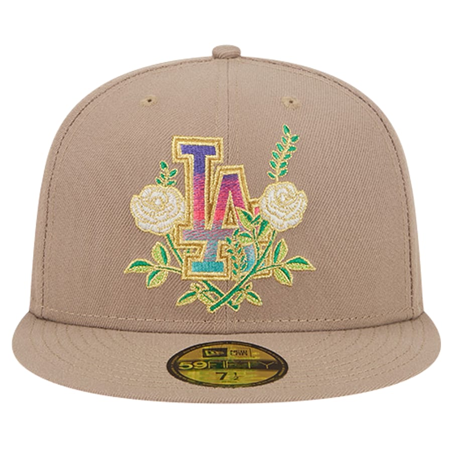 Men's Los Angeles Dodgers New Era Khaki Rose Garden 59FIFTY Fitted Hat - bamn.