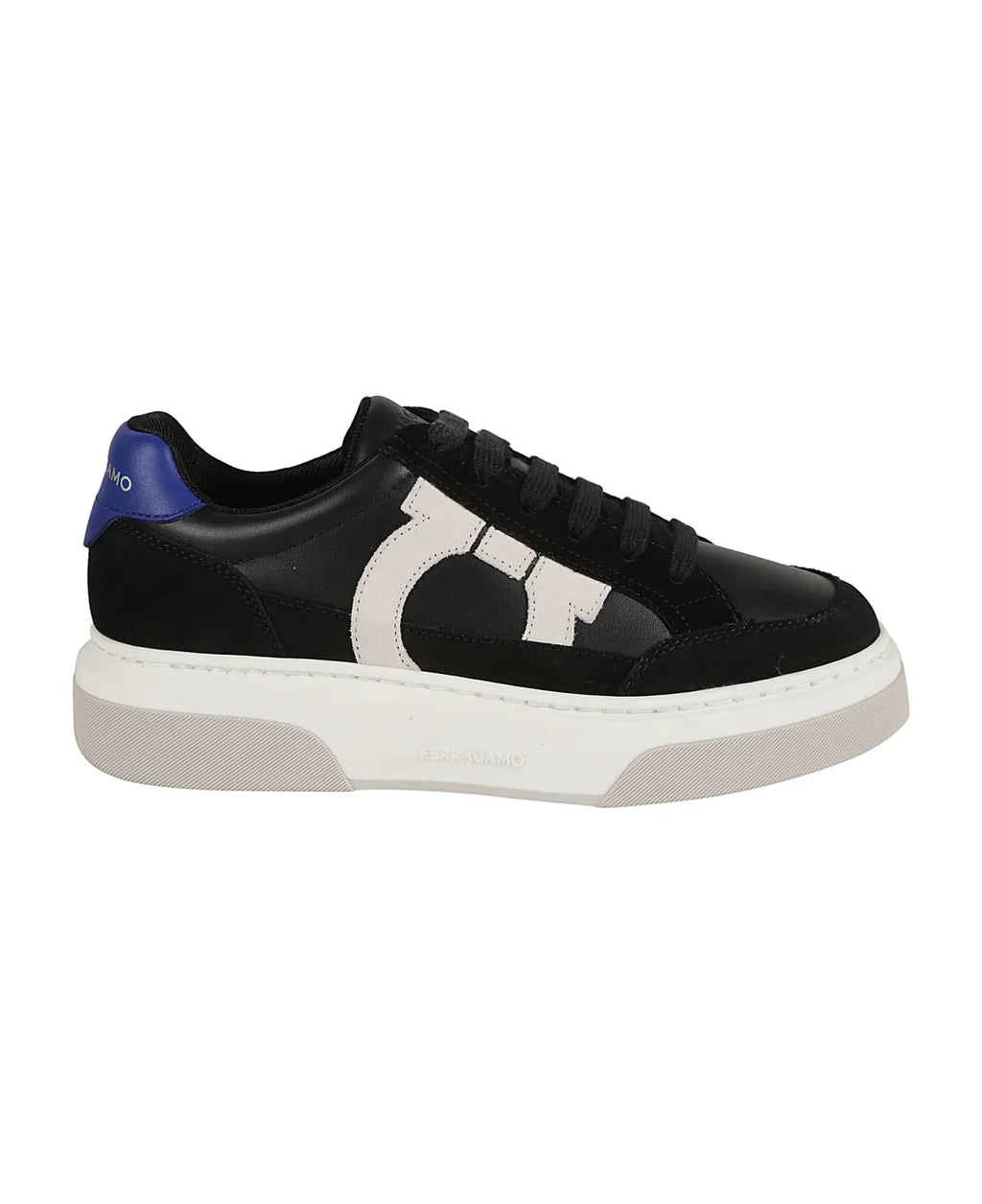 Ferragamo 'cassina' Black Leather Blend Sneakers - bamn.