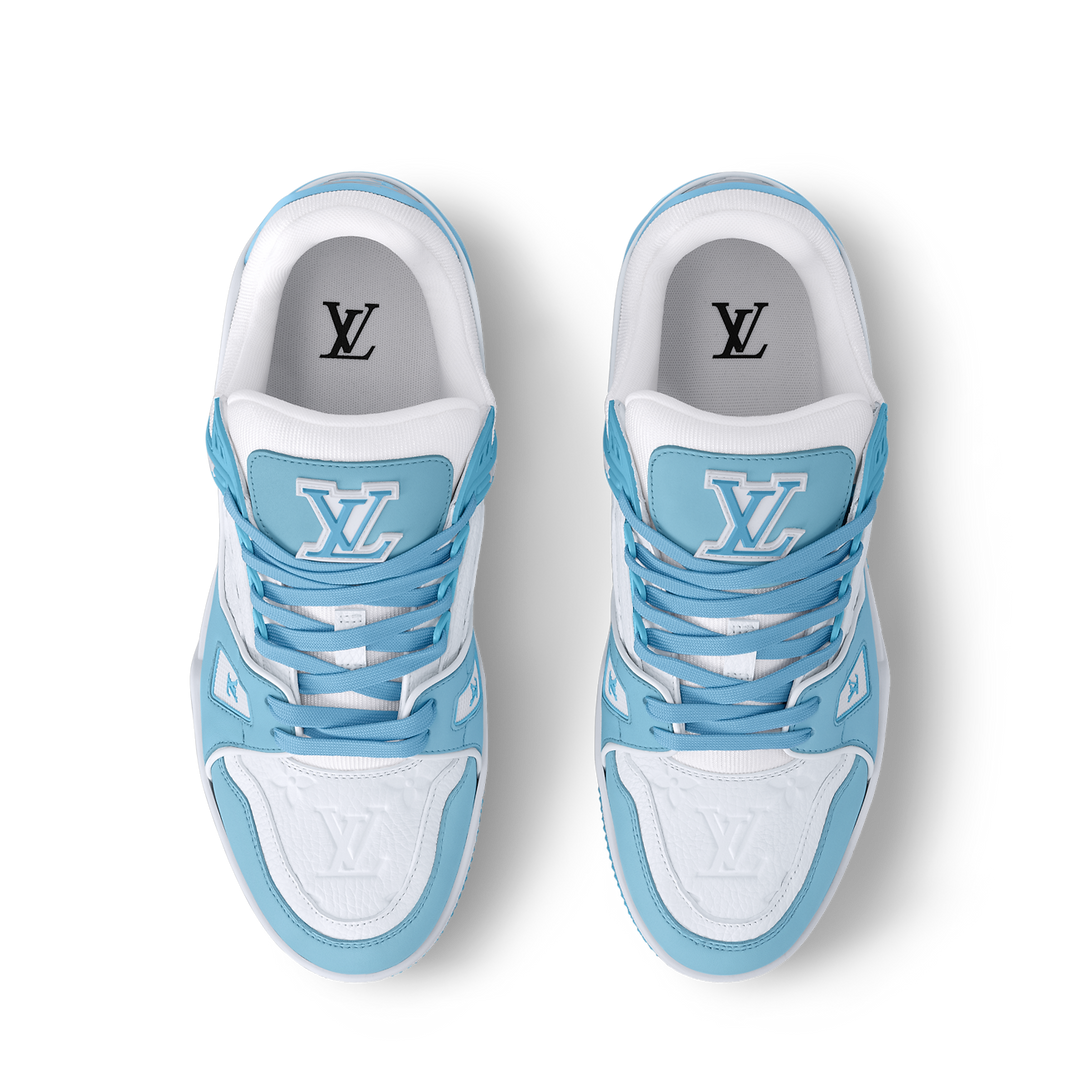 LOUIS VUITTON LV TRAINER WHITE BLUE FULLY BOXED